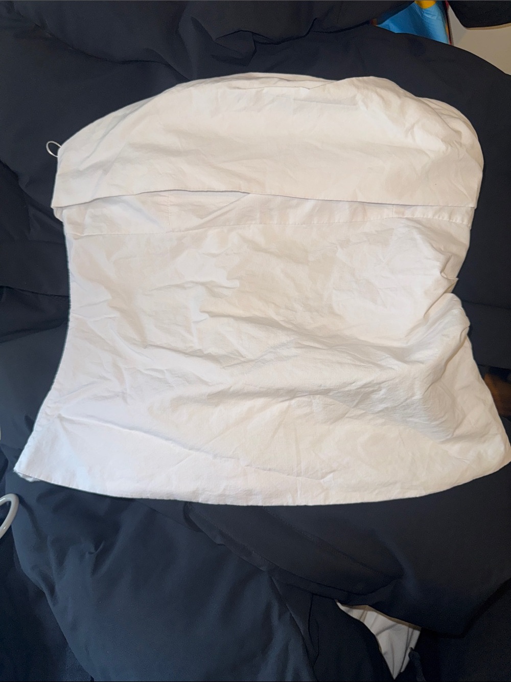 Zara White Strapless Cotton Bustier Top